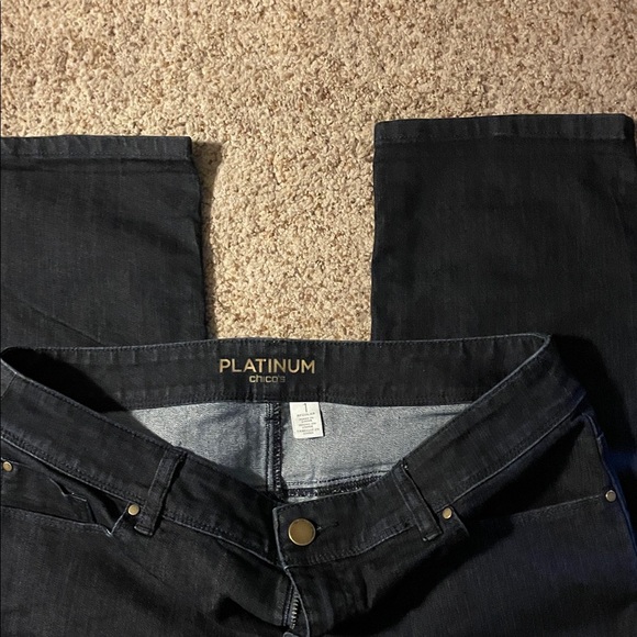Chico's Black Wash Denim Jeans size 8 inseam 25 new - Picture 2 of 4